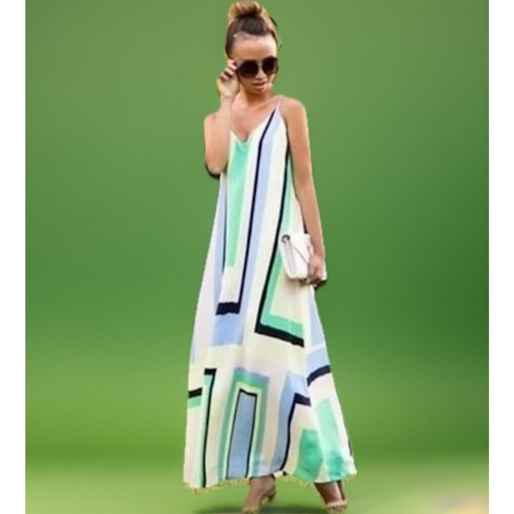 Anthropologie Maeve Colorblock Maxi Dress | Resort Boho | Fairycore | Flowy - Picture 2 of 11